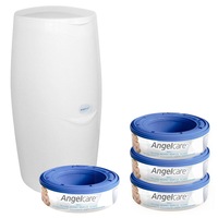 Angelcare Baby Nappy/Diaper Disposal System w/4 Cassettes/Bin/Trash/Air Seal/Bag