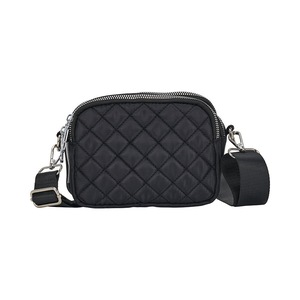 Annabel Trends AT Travel Quilted 3-Zip Crossbody Sling Bag 18x14cm Black