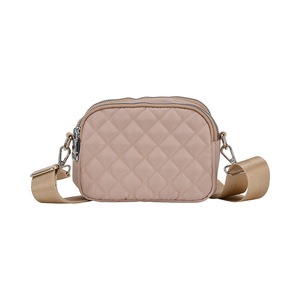 Annabel Trends AT Travel Quilted 3-Zip Crossbody Sling Bag 18x14cm Oyster