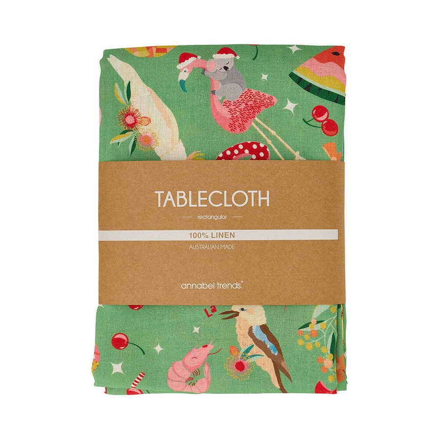 Annabel Trends Linen Tablecloth Cover Decor Large 138x240cm Holiday Green