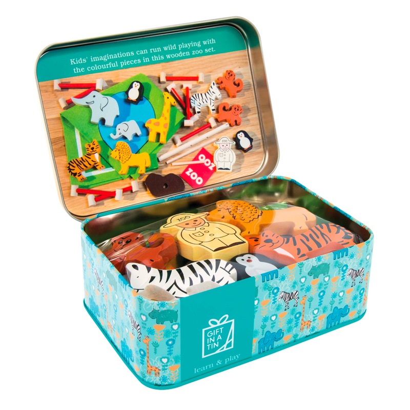 Buy Apples To Pears Zoo In A Tin Kids Wodden Animal Block Learning/Educational Toy MyDeal