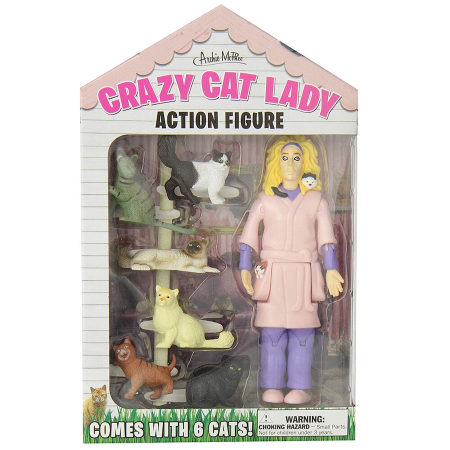Archie McPhee Crazy Cat Lady Kitten Lover Kids/Adult Action Figure Toys 12y+