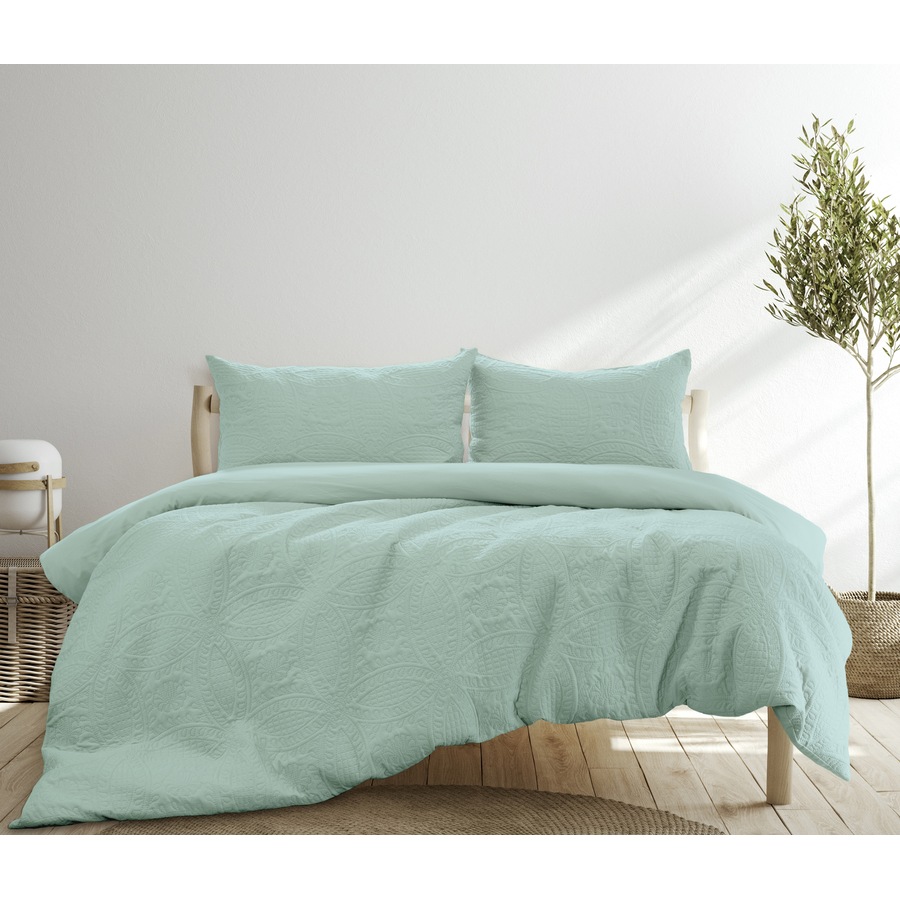 Ardor Boudoir Chateau Single Bed Microfibre Quilt Cover/Pillowcase Aqua Green