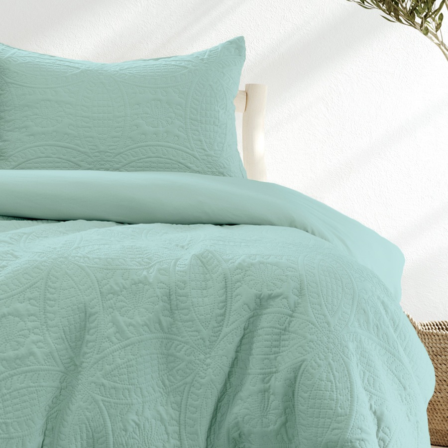 Ardor Boudoir Chateau Single Bed Microfibre Quilt Cover/Pillowcase Aqua Green