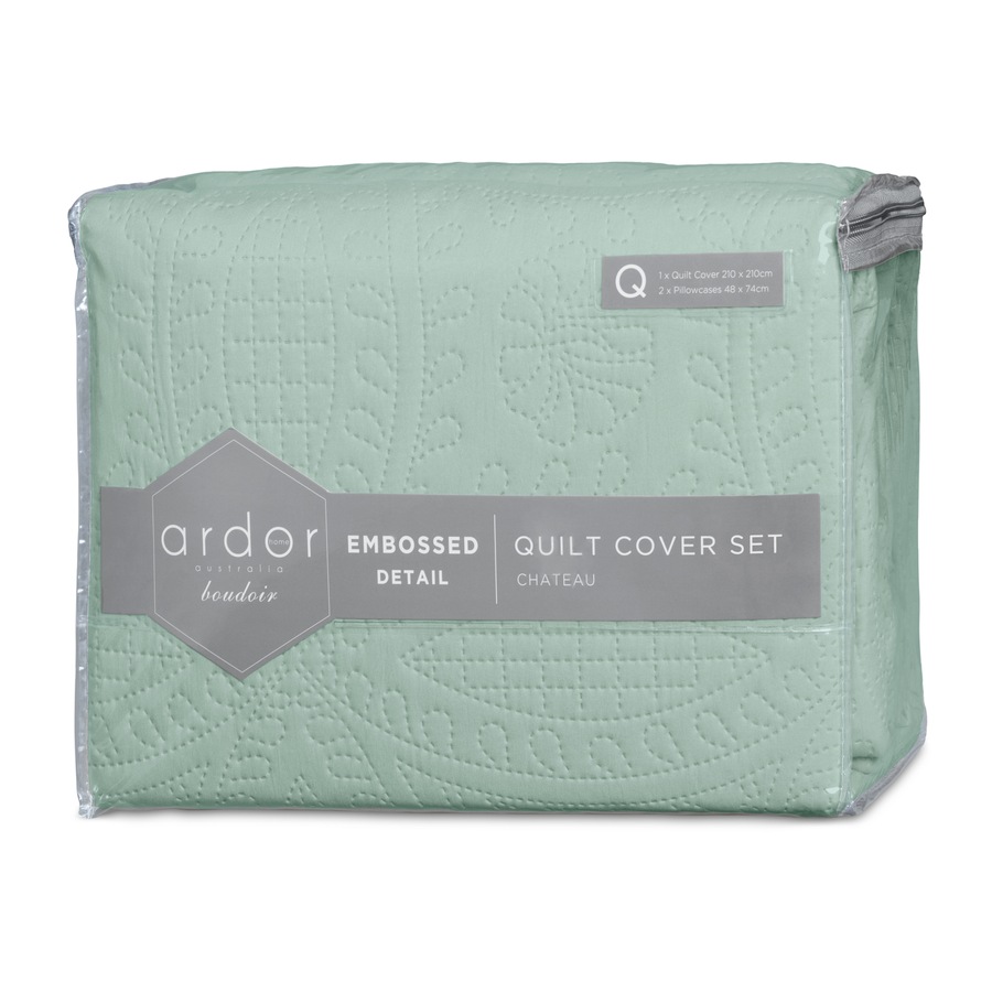 Ardor Boudoir Chateau Single Bed Microfibre Quilt Cover/Pillowcase Aqua Green