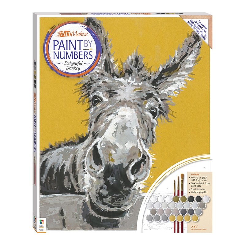 Buy Art Maker Paint by Numbers Canvas Delightful Donkey Painting Set