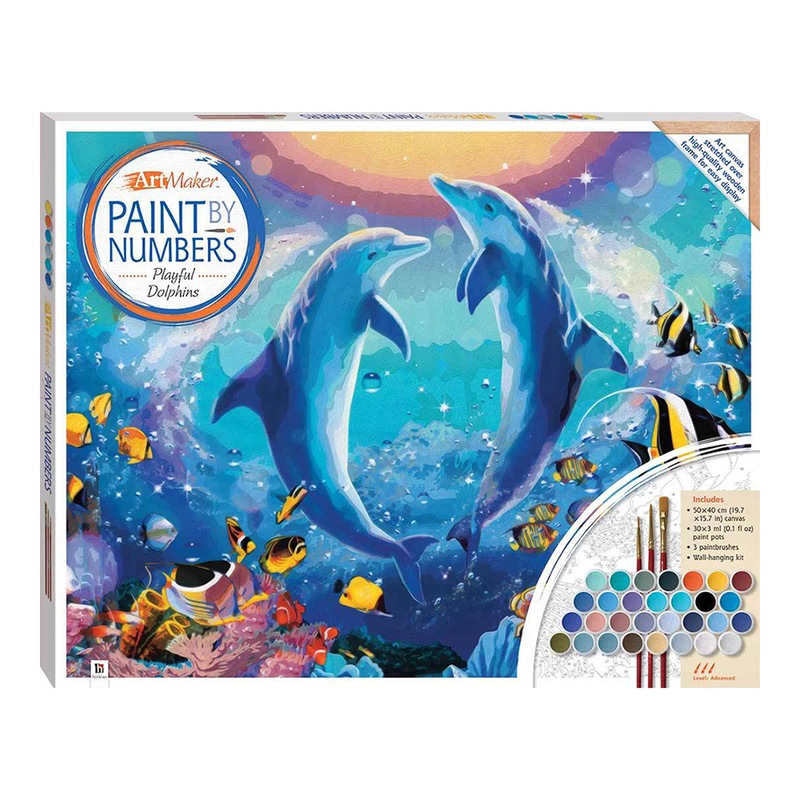 Buy Art Maker Paint by Numbers Canvas Playful Dolphins Painting Set