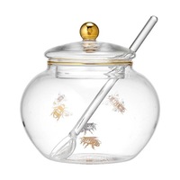 Ashdene 10cm Honey Bee Transparent Glass Sugar Storage Serving Bowl/Jar w/Spoon