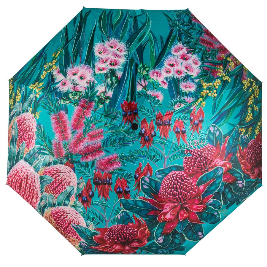 Ashdene Native Flora Print On The Go Travel Womens Outdoor Umbrella 31x7cm