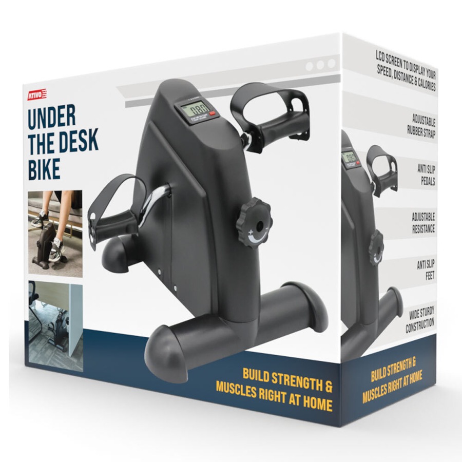 Ativo Under The Desk/Table Exercise Bike Fitness/Cardio Workout Bicycle w/ LCD