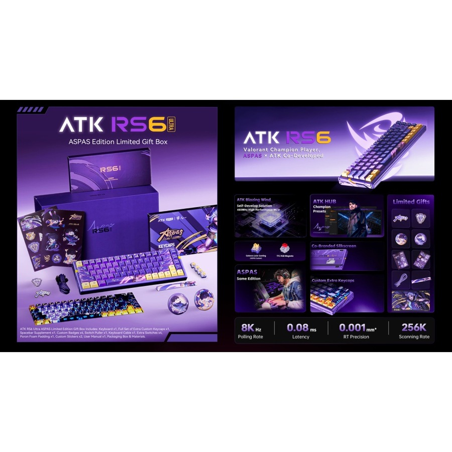 ATK RS6 Wired Aluminum Hall Effect Keyboard TTC RGB Rosy Fairy