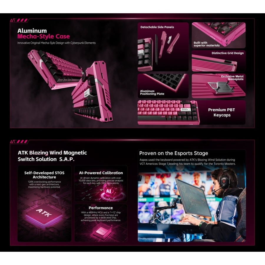 ATK RS6 Wired Aluminum Hall Effect Keyboard TTC RGB Rosy Fairy