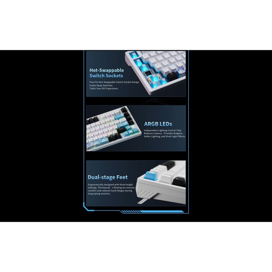 ATK VXE V75K Wireless Semi-Aluminum Mechanical Gaming Keyboard Ania Switch