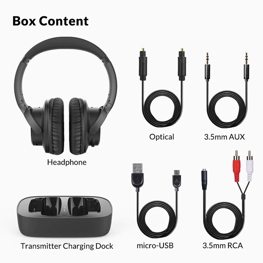 Avantree 2-in-1 Wireless TV Headphones with Charging Base & BT Transmitter