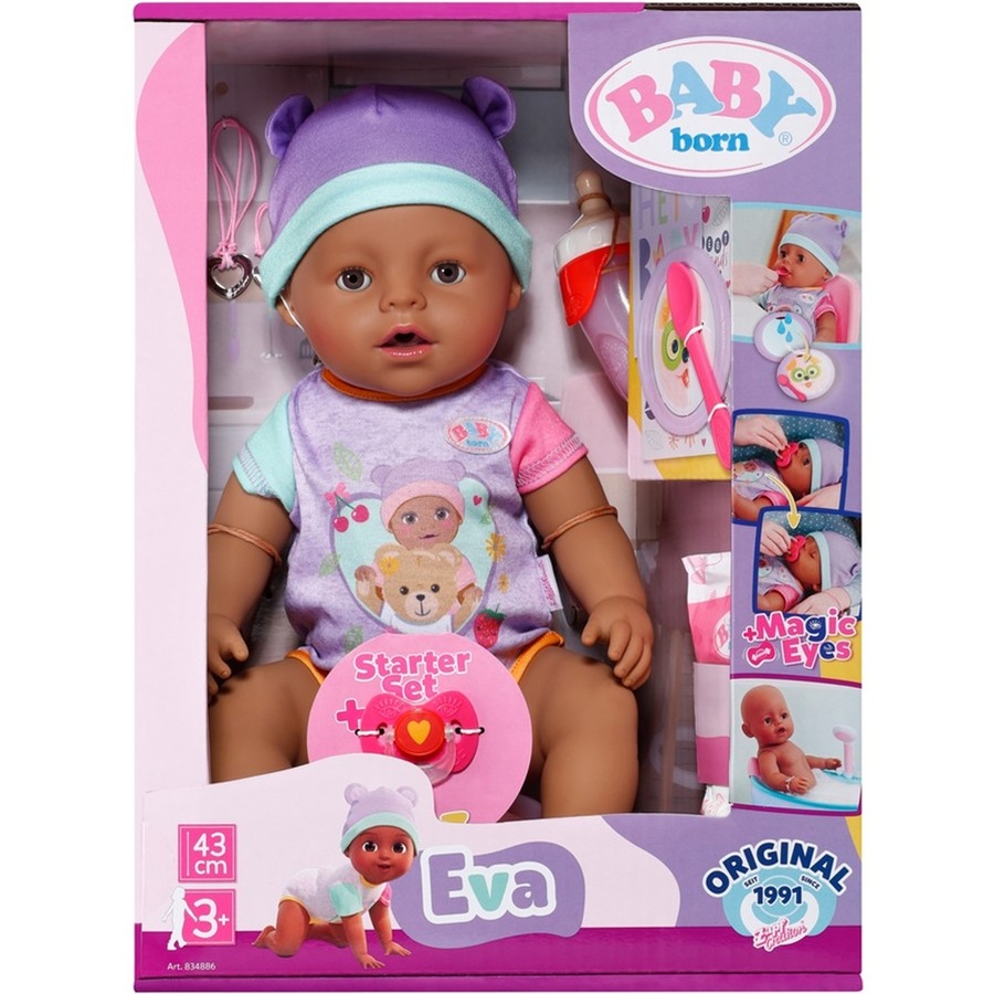 BABY Born Eva Baby Doll W/ Ten Lifelike Functions & Fun Acceccories 3y+ 43cm