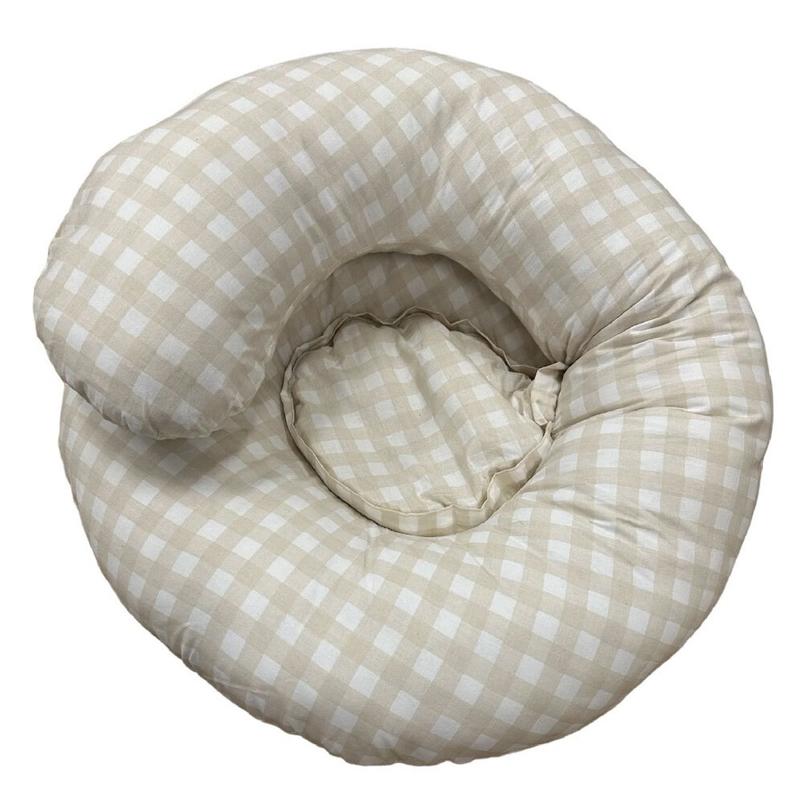 Baby Studio Soft Comfort Maternity Sleeping Body Pillow Support Gingham Beige