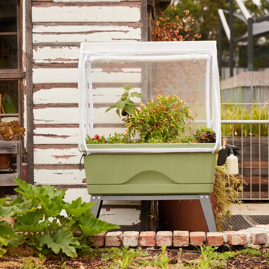 Backyard Farmer Georgie Self-Watering Raised Garden Bed Planter Set Green