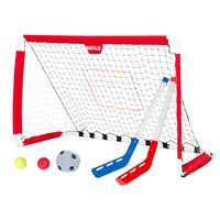 Barcaloo Hybrid Portable Kids Toy Soccer Goal Set w/Hockey Sticks/Balls 3y+