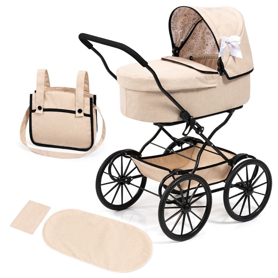 Bayer Classic Doll Push Pram Pretend Play Kids Stroller Beige/Black