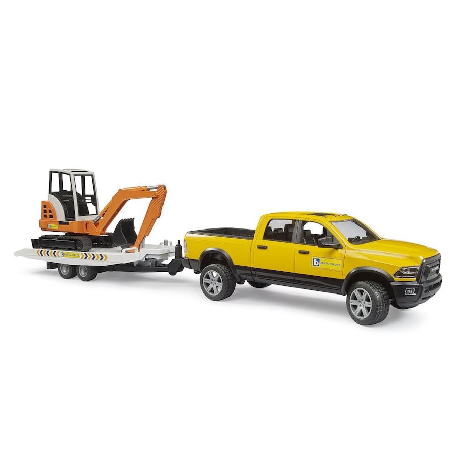Bruder RAM 2500 Power Wagon Rental Service with Trailer & Mini Excavator