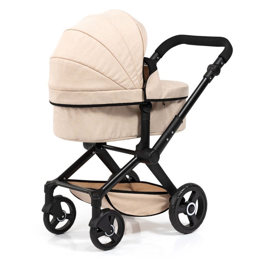 Bayer XEO Doll Pram Pretend Play Kids Stroller Beige with Black Frame & Trim