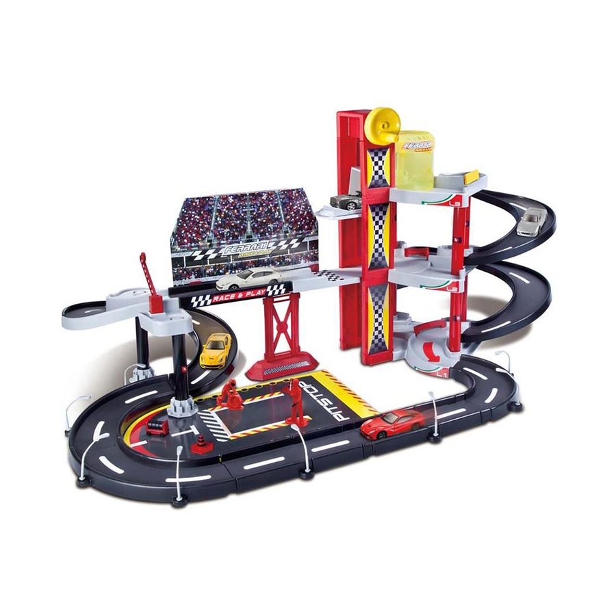 Bburago 1:43 Ferrari Racing Garage Set Kids Toy Track Playset w/Die Cast Car 3+