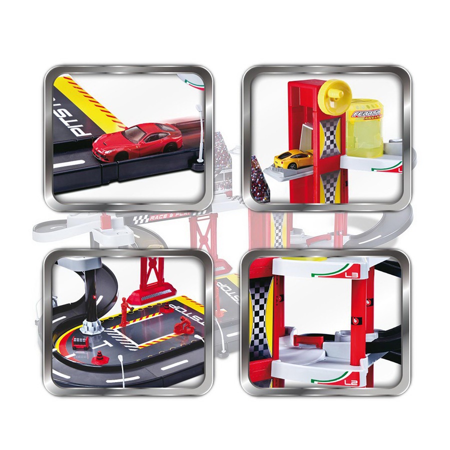 Bburago 1:43 Ferrari Racing Garage Set Kids Toy Track Playset w/Die Cast Car 3+