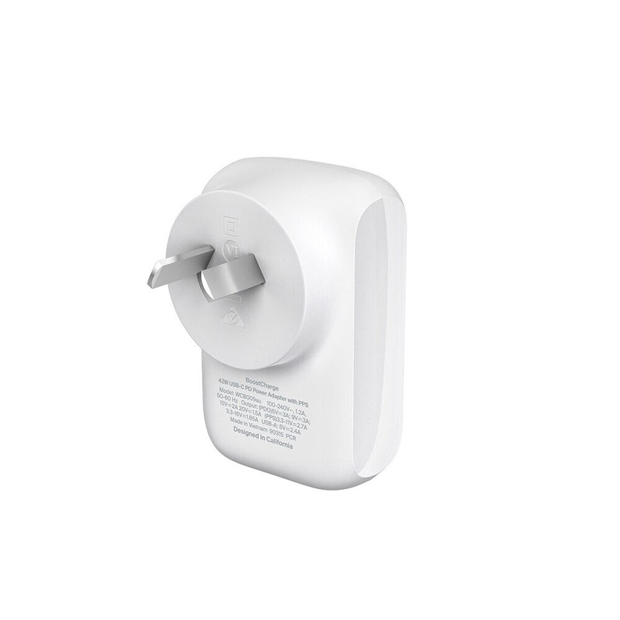 Belkin Boostcharge 42W Fast-Charging Dual Port USB-C & USB-A Wall Charger White