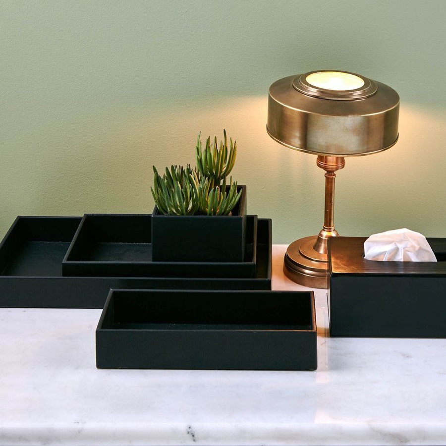 Belle Bathroom Tray Storage Bath Countertop Organiser Rectangle 30.5cm Black