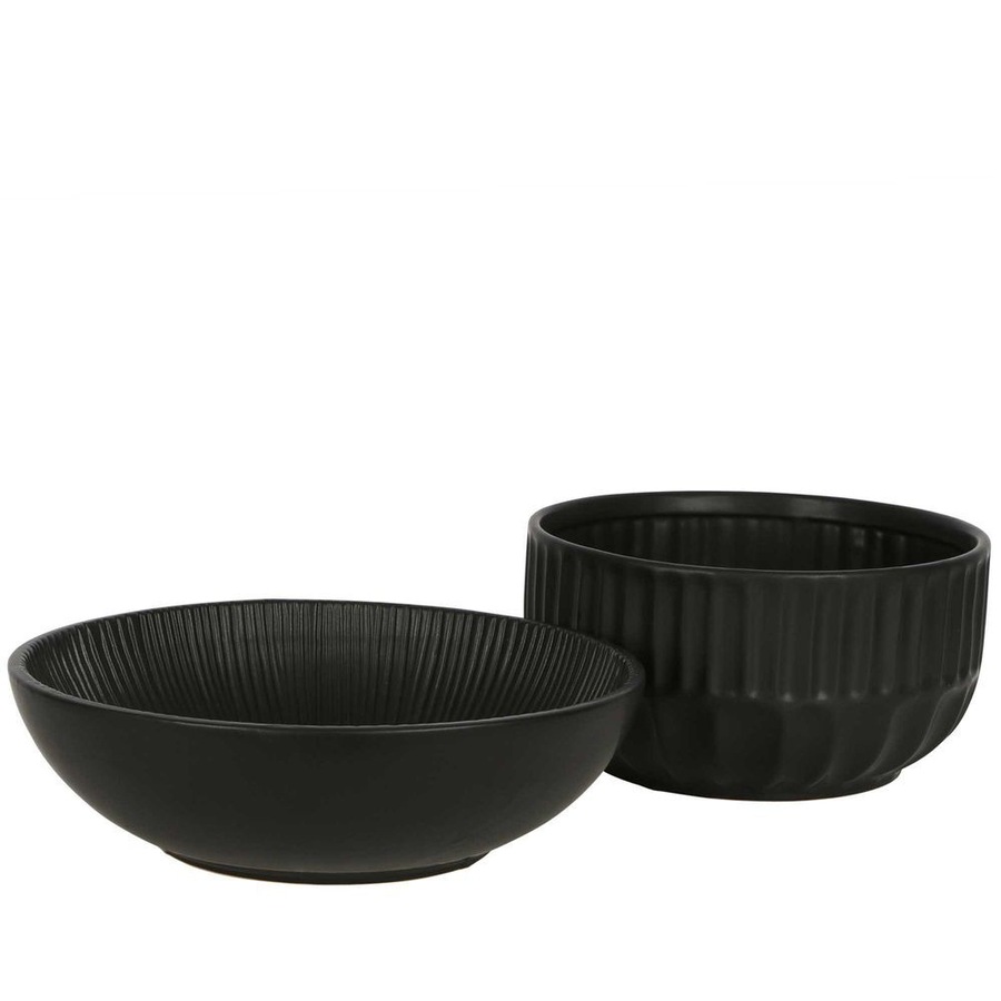 Belle Kartun Ceramic Noodle Bowl/Food Serving Dish Tableware Round 25.5cm Black