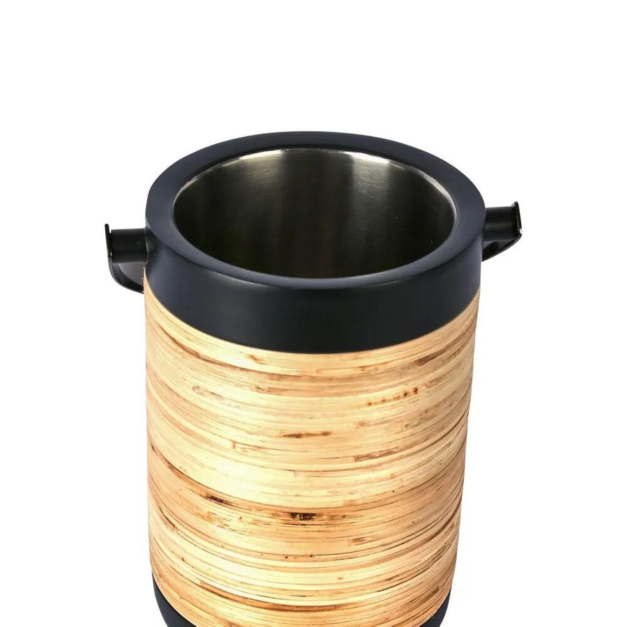 Belle Plantation Stainless Steel Wine Cooler/Chiller 12x21cm Black & Rattan