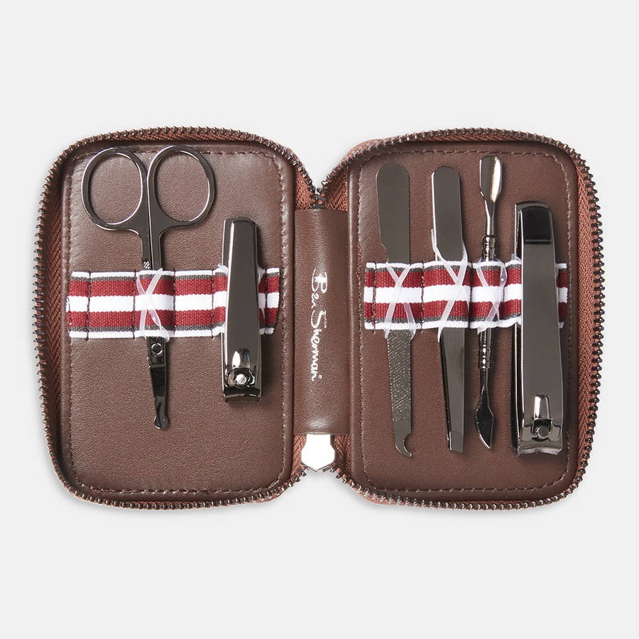 Ben Sherman Men's Manicure Set Nail Clipper/Tweezer Pedicure Grooming Kit Tan