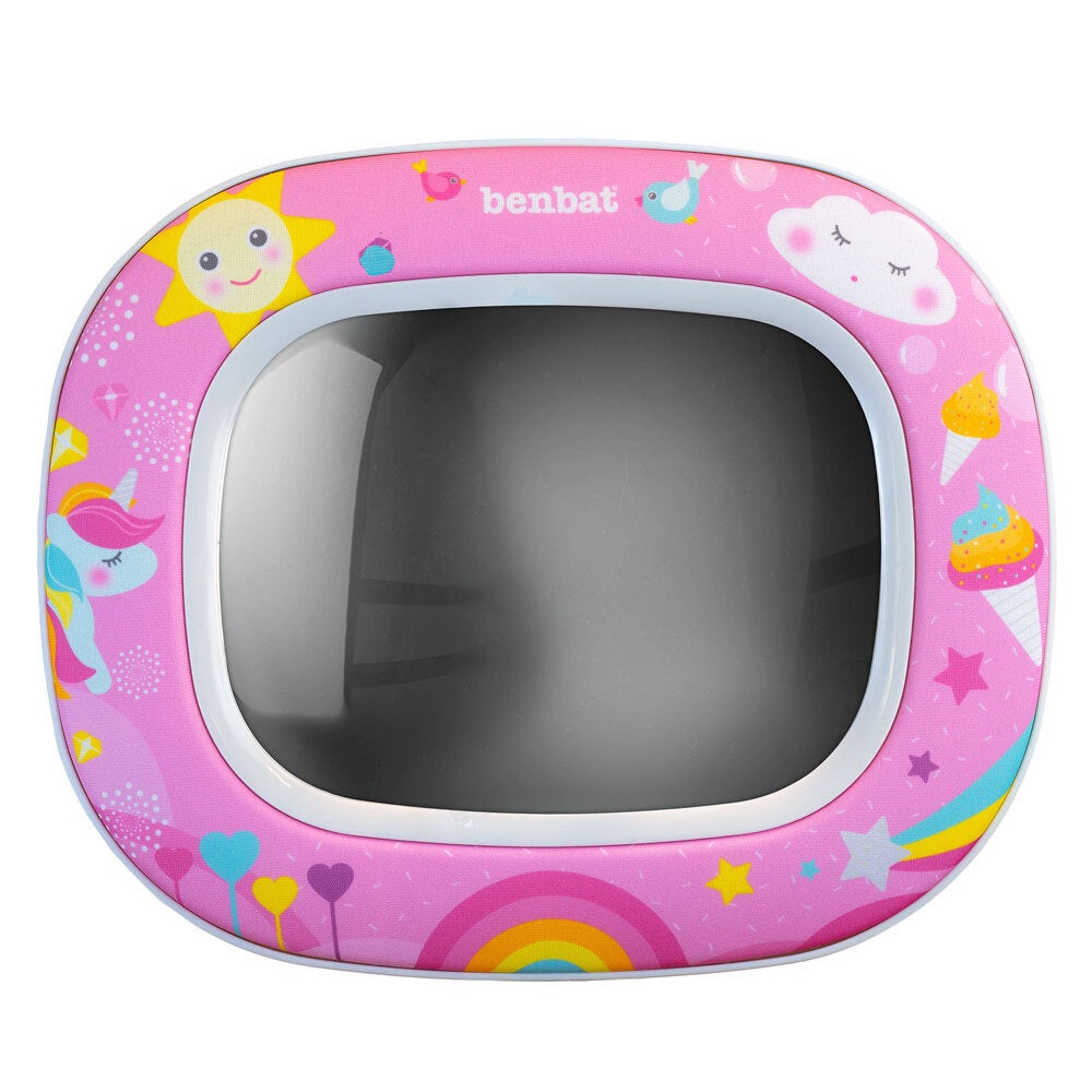 Benbat Baby Night & Day 30cm Car Head Rest Mirror w/Lights/Lullabies/Remote Pink