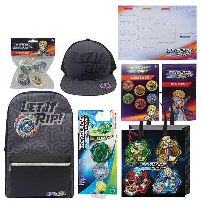 Beyblade Showbag w/ Backpack/Cap/Spinning Tops/Badges/Tech Decals/Score Pad