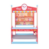 Bigjigs Toys Village Shop Wooden Toy Kids Fun Interactive Pretend Play Set 3+