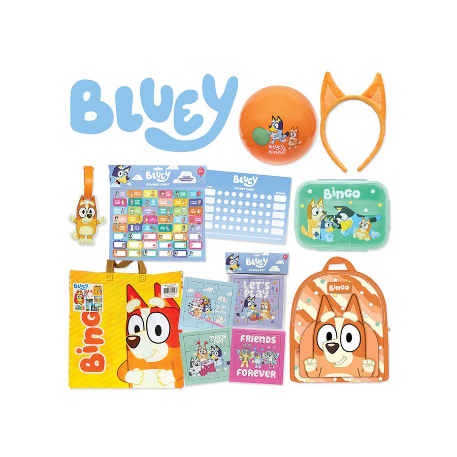Bingo Showbag for Bluey Fans with Backpack, Bento Box, Ball - 3y+