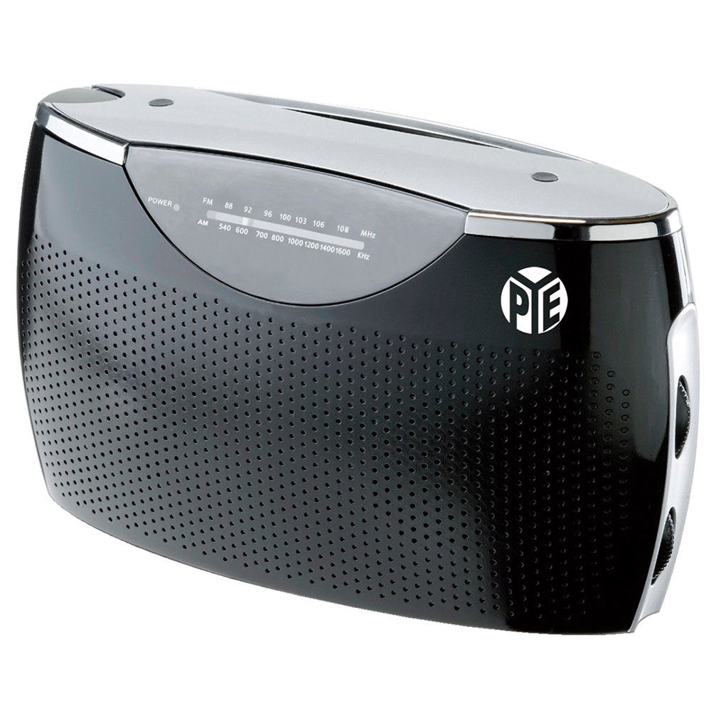 PYE Black Portable AM-FM Radio Speaker w/ 3.5mm Aux in/AC/DC/Battery Powered