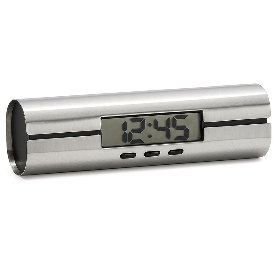 Blomus Tewo Digital LCD Desk Clock Home/Office Decor 8.5x24cm Silver