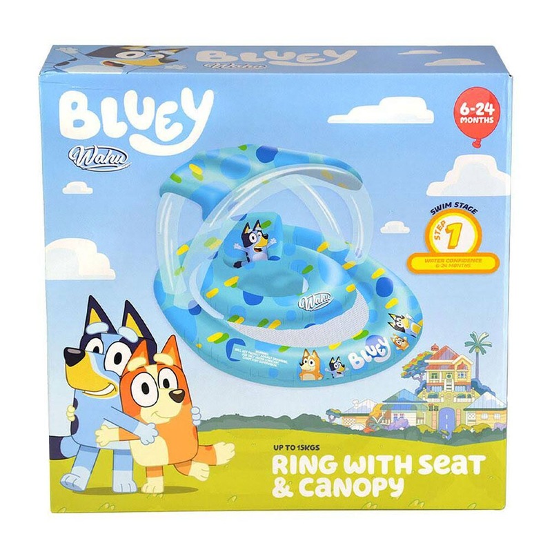Buy Bluey 85cm Float/Pool/Water Floating Ring w/ Set & Canopy Toddler 6