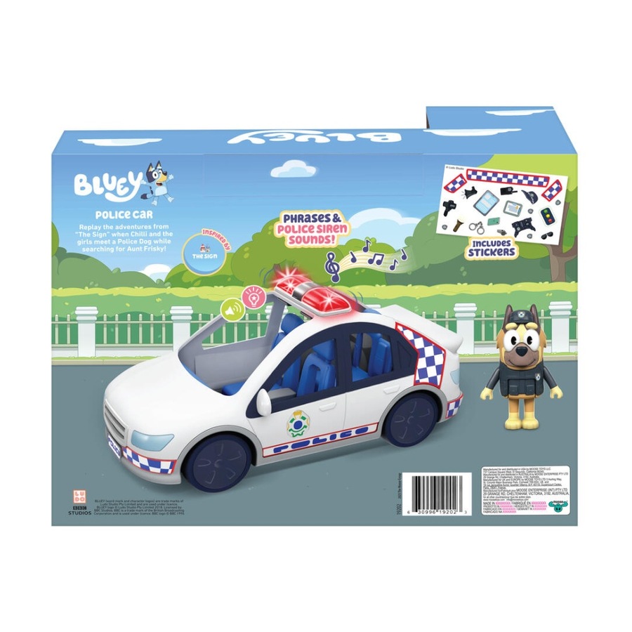 Buy Bluey Feature-Packed Kids Police Car W/ Policeman Figure & Sticker ...