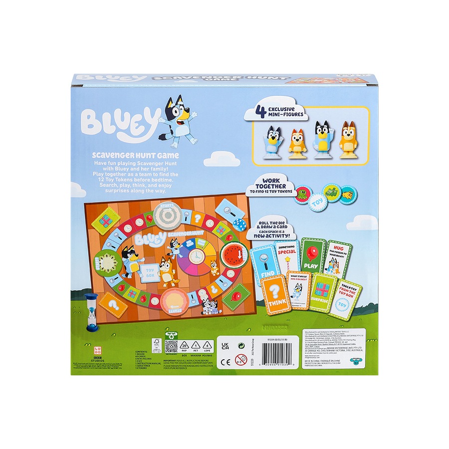 Bluey Scavenger Hunt Kids/Childrens Family Team Card Based Board Game 3y+