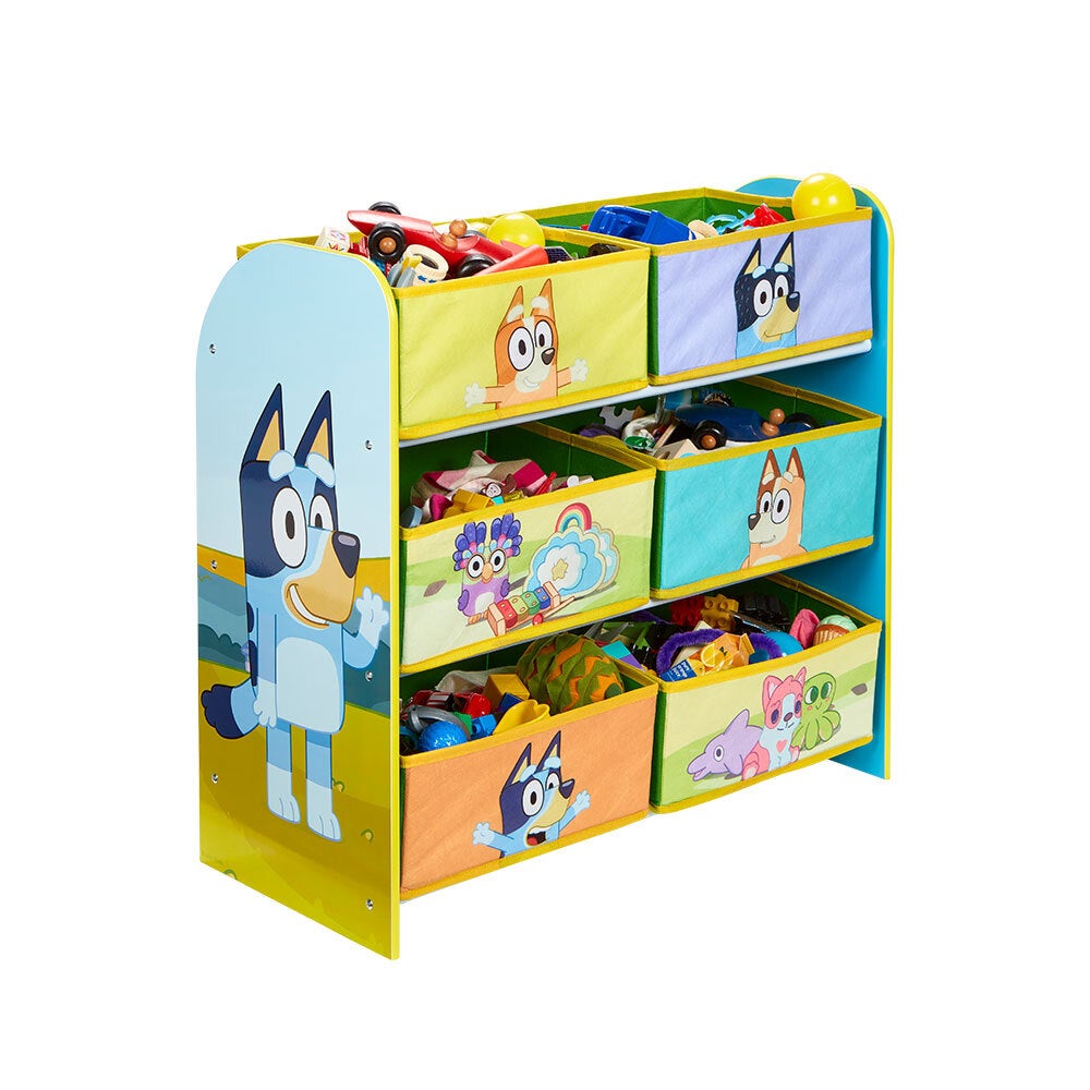 Bluey Wooden 63cm Kids Colourful Toy/Game Multi Storage Unit w/ 6 Fabric Drawers