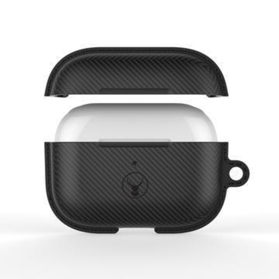 Bon.Elk Carbon Case for Apple AirPods Pro LED/TPU Bumper Drop Proof Cover Black