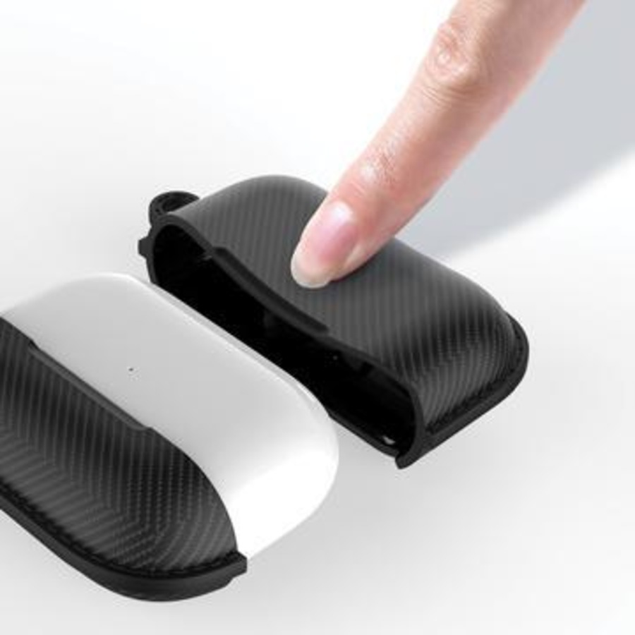 Bon.Elk Carbon Case for Apple AirPods Pro LED/TPU Bumper Drop Proof Cover Black