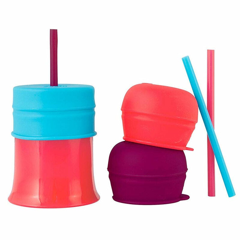 Boon Snug Straw Silicone Lids Baby/Infant/12m+ Girl Water/Drinks w/ Cup - Pink