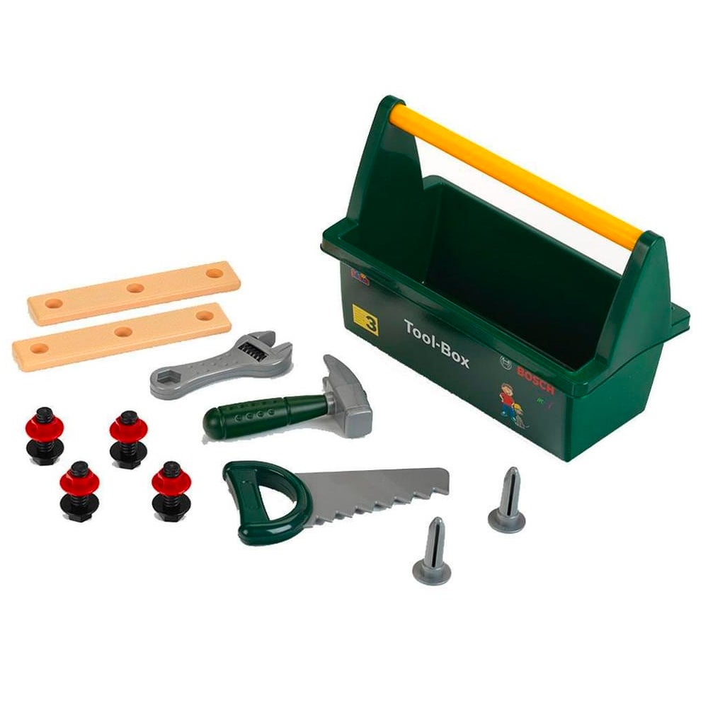Bosch Tool Box KIds/Children Play Toy w/ Hammer/Saw/Drill/Wrench/Screw Set 3+