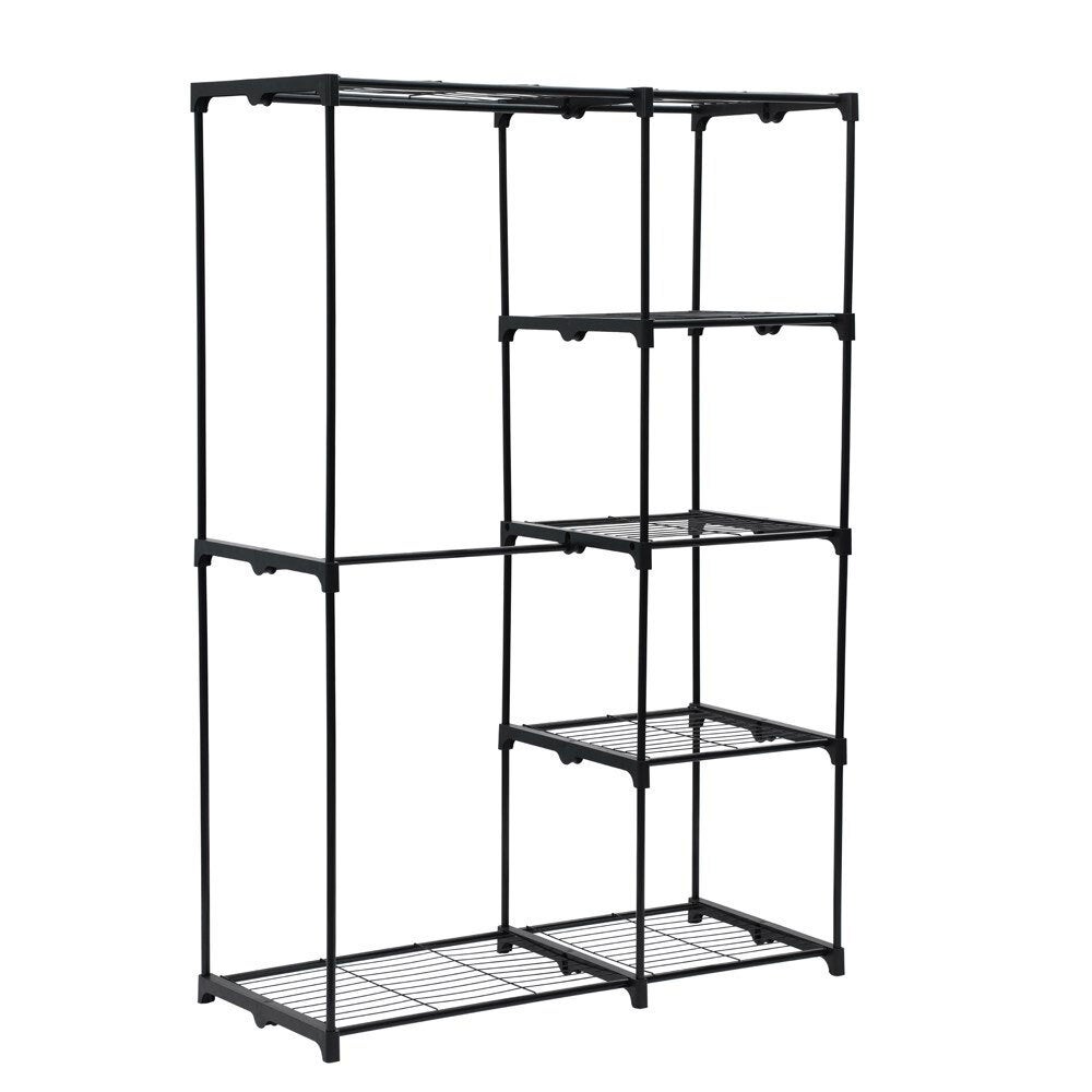 Box Sweden 170cm Metal Wardrobe w/ 4 Shelves Closet/Clothes Rack/Organiser Black