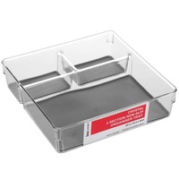 Boxsweden 22.5x6cm Crystal 3 Section Square Non-Slip Organiser/Holder Grey