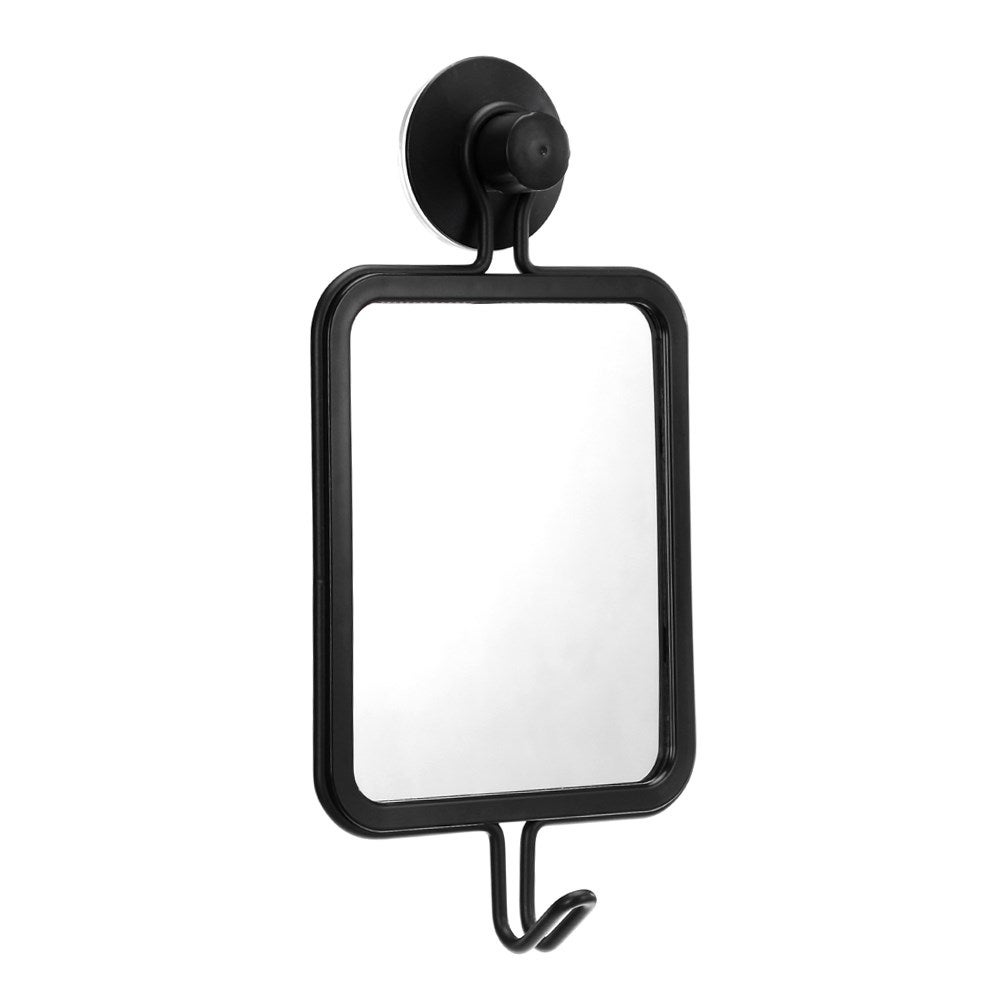 Boxsweden 25 x 12.5cm Suction Wall Hanging Mirror w/ Hook Home Decoration Black