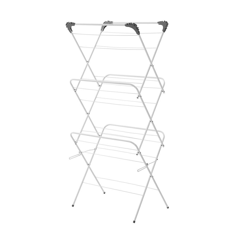 Boxsweden 64x138cm Foldable Clothes Airer Dryer Hanging Rack Rail Stand White